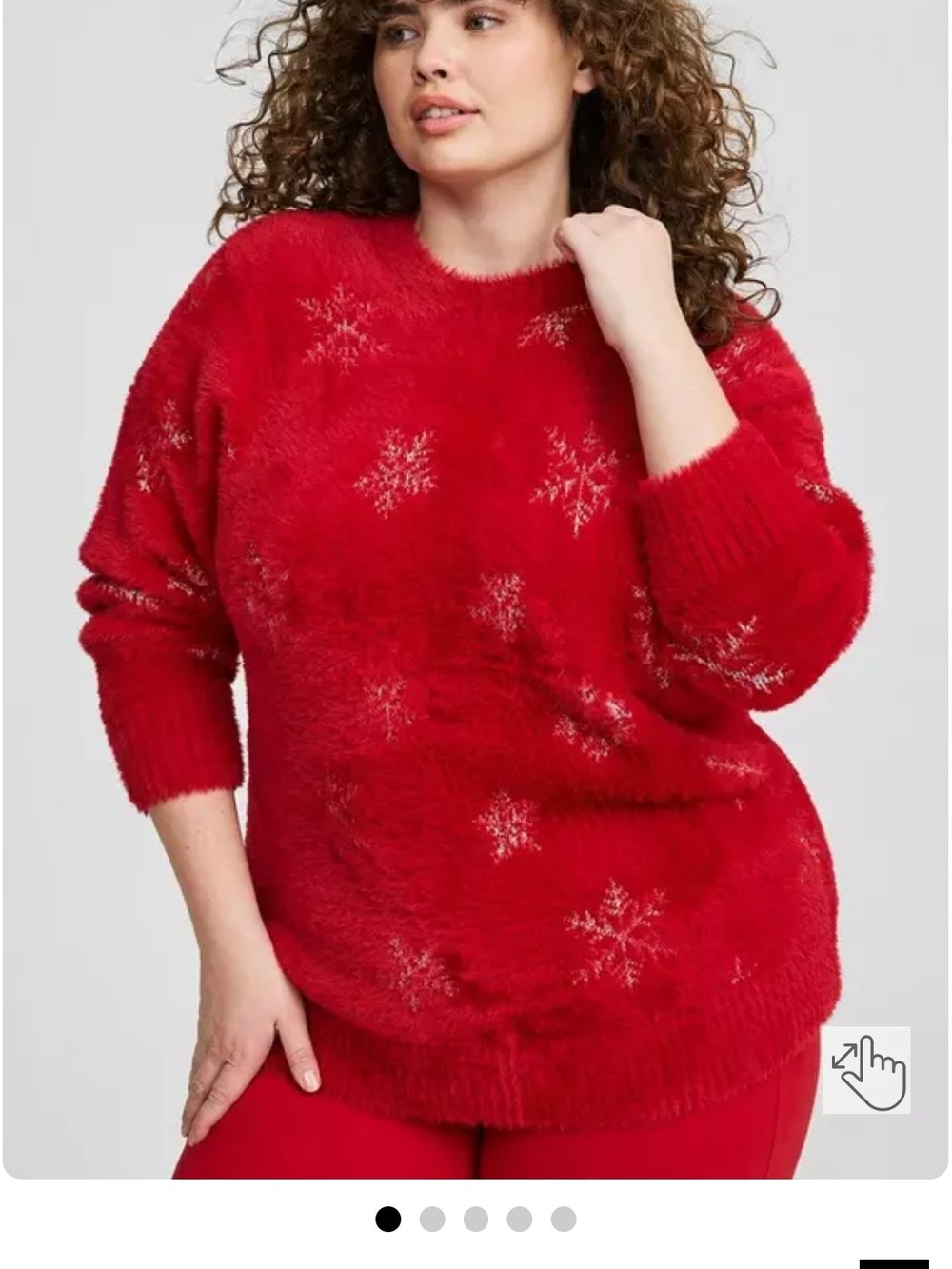 Cozy Red Snowflake Fuzzy Sweater